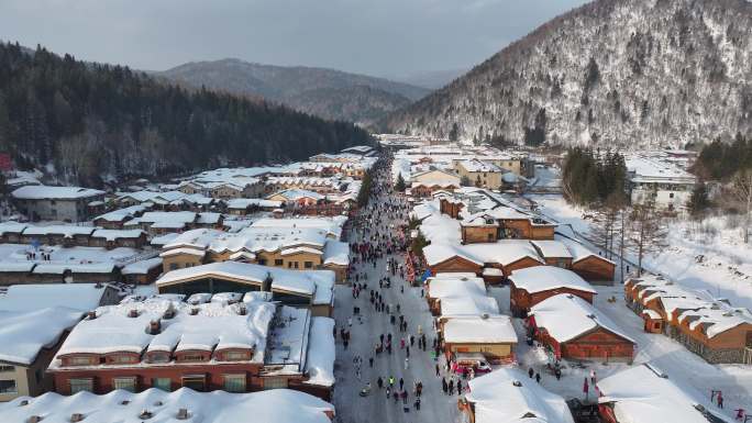 4k中国雪乡雪景航拍