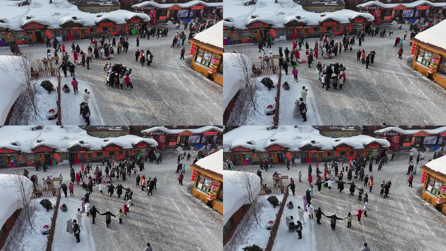 4k中国雪乡雪景航拍