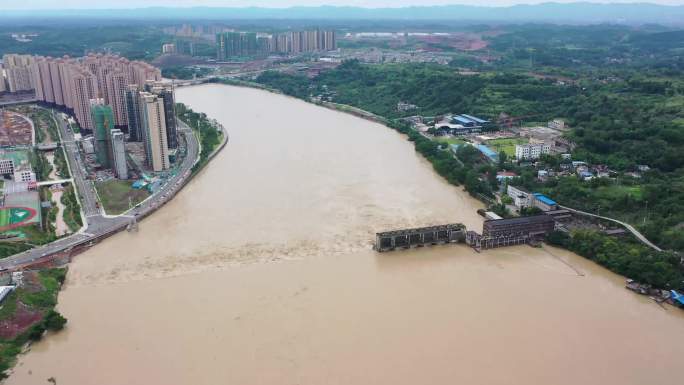 简阳 航拍2020年洪峰过境 洪水