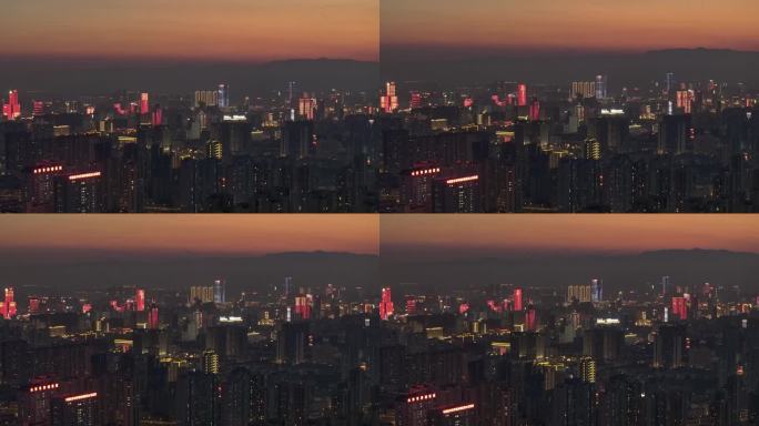 山西太原城市夜景空镜航拍