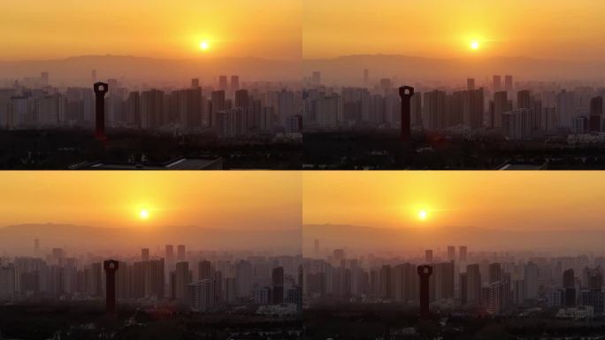 太原解放纪念碑航拍