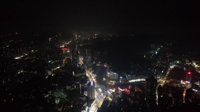 贵州遵义城市夜景灯光交通航拍
