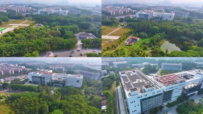 大学城广州市档案馆航拍广东番禺区城市风景