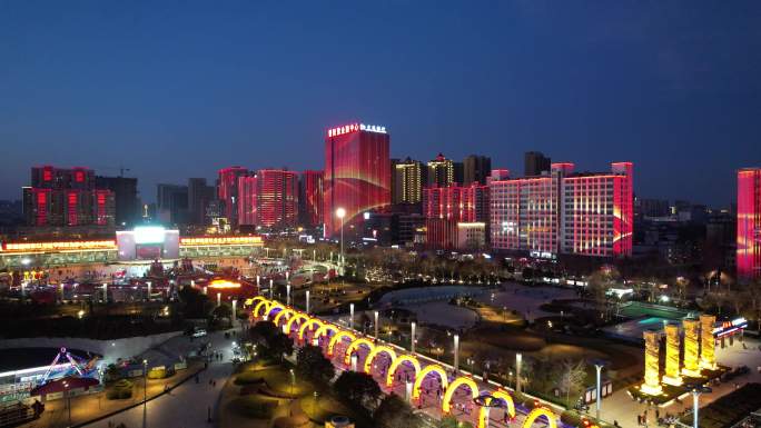 山西运城南风广场春节灯会夜景