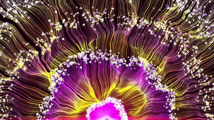 8K全息大屏循环花朵光线发射开场粒子背景