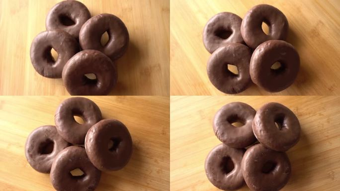 巧克力甜甜圈的微距镜头