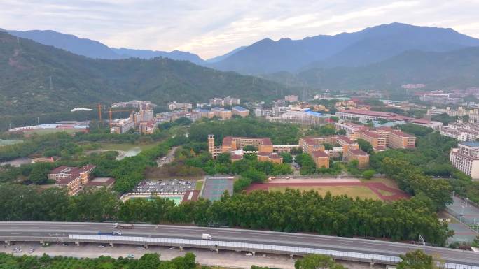 福州闽江学院旗山校区航拍校园风景风光福建