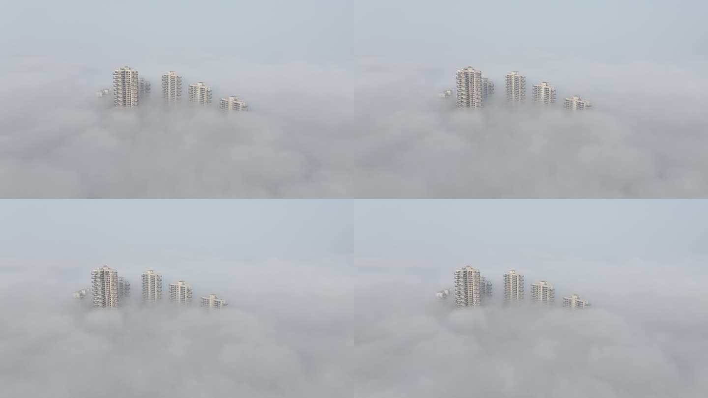 云雾缭绕中的城市天际线