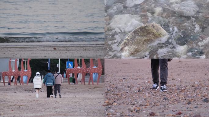 大海沙滩海滩海浪波浪海边散步漫步旅游脚步