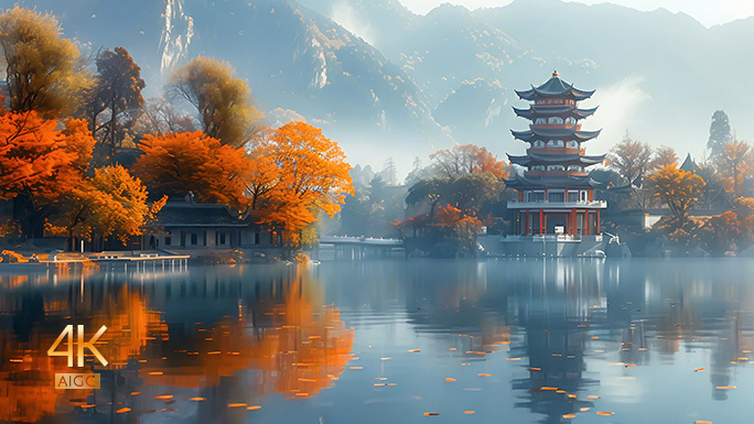 唯美中国风景 湖光山色中华传统古风场景