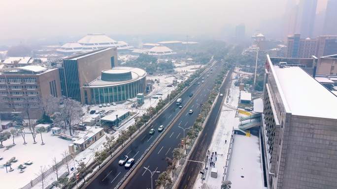 武汉省博物馆冬天唯美风景古建筑暴雪冬季