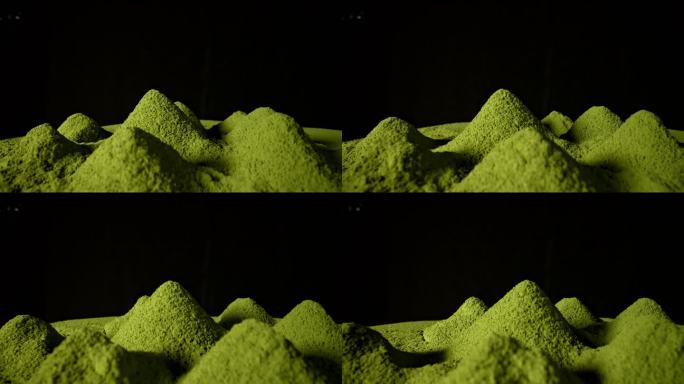 创意茶粉视频 绿色粉末粒子视频 菠菜粉末