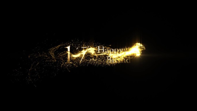 17岁生日祝福带着金色的颗粒，生日快乐的横幅
