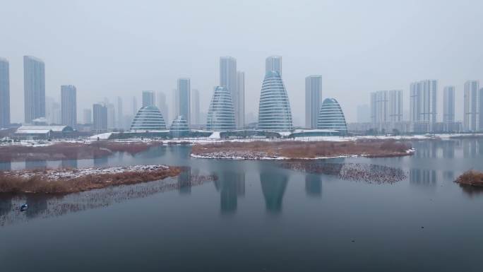 武汉春笋大厦 雪天 武汉经开区智慧生态城