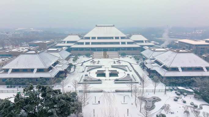 武汉省博物馆冬天唯美风景古建筑暴雪冬季