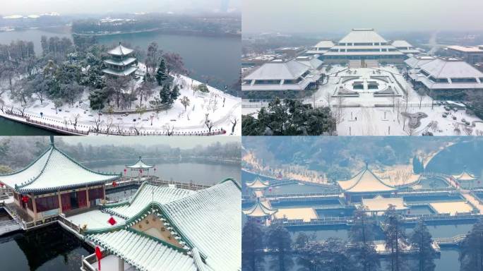 武汉省博物馆冬天唯美风景古建筑暴雪冬季