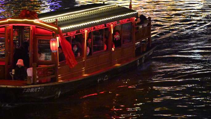 古城游船夜景开封水系清园七盛角码头夜景