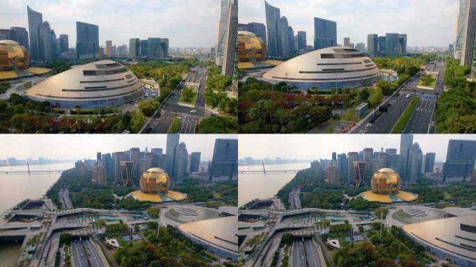 杭州钱江新城市民中心风景航拍