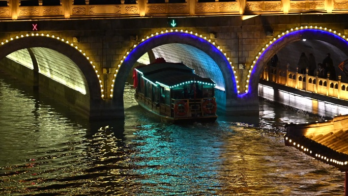 古城游船夜景开封水系清园七盛角码头夜景