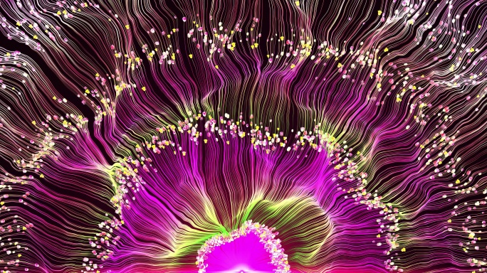 8K循环扇形放射花朵发散光线冲屏开场粒子