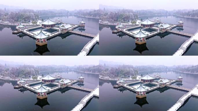 武汉东湖冬天唯美风景古建筑暴雪冬季
