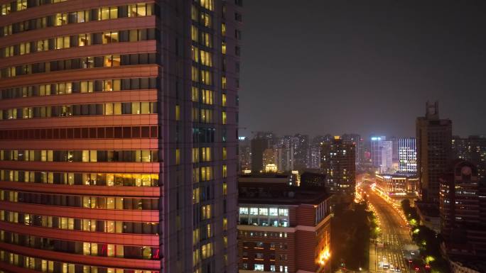 上海市黄浦区南京西路高楼大厦摩天大楼车流