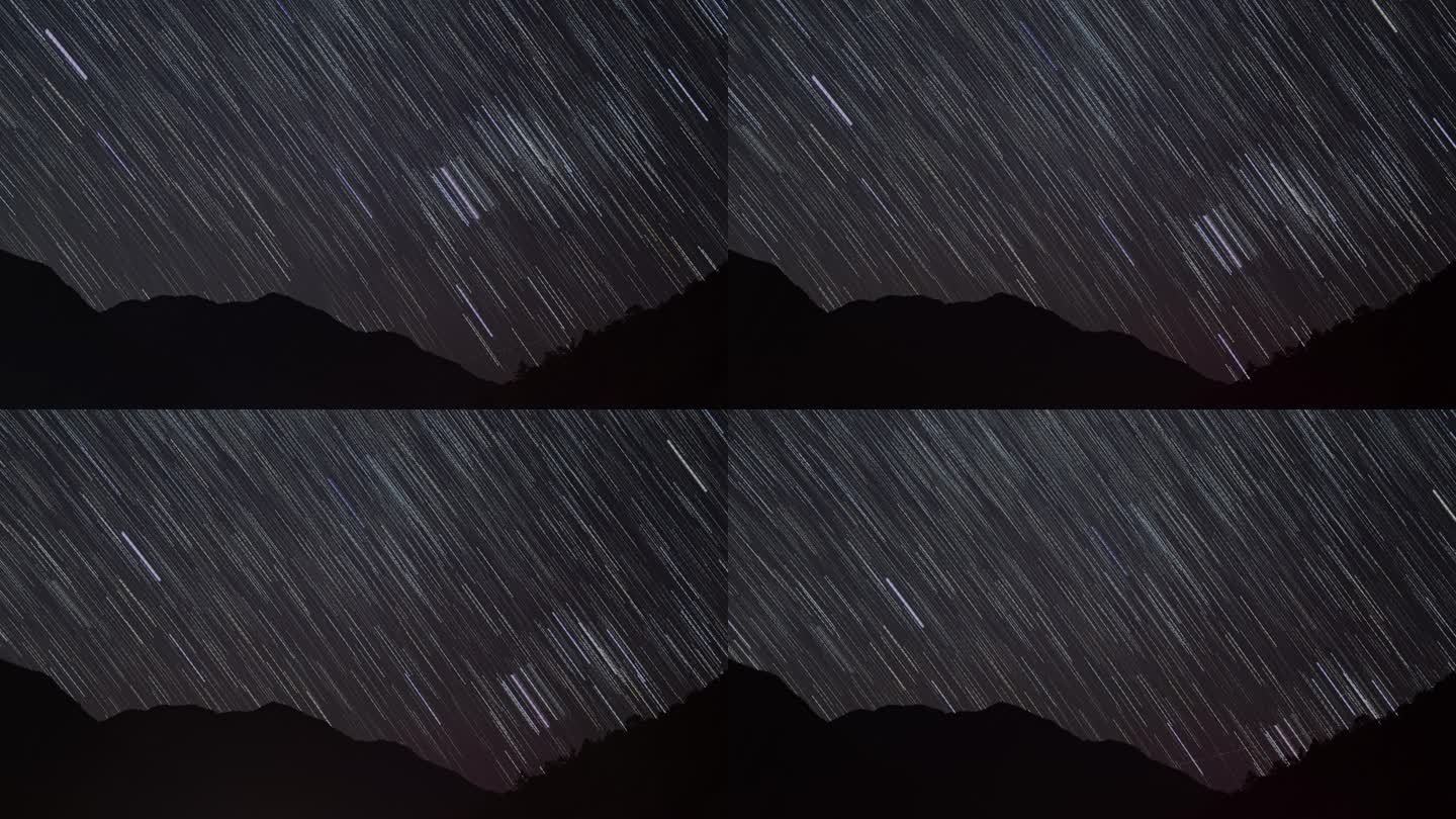 高山大山夜晚星空星轨星星银河延时摄影