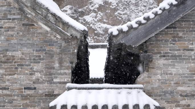 屋檐 下雪 四合院