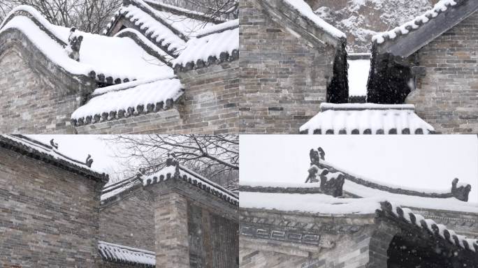 屋檐 下雪 四合院