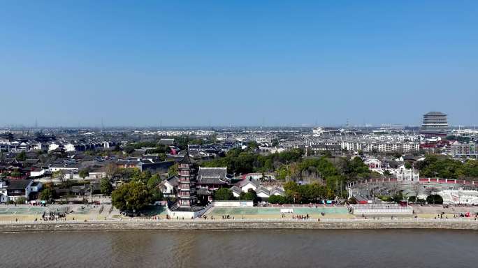 海宁盐官观潮胜地公园占鳌塔航拍