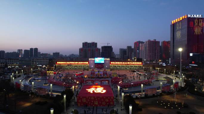 山西运城南风广场春节灯会夜景