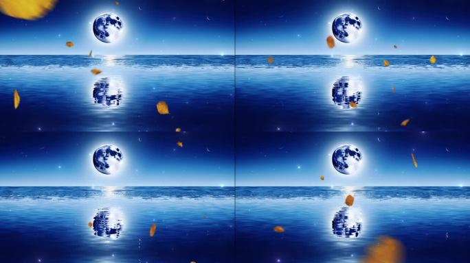 海上月亮繁星视频素材背景