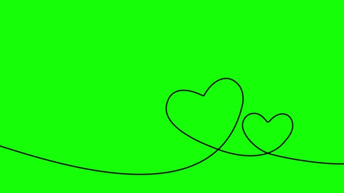 4K心线动画色度蒙版粒子和心粒子上升，2月14日情人节-假期。爱，情感，心形，关系，情侣，庆典，坠入