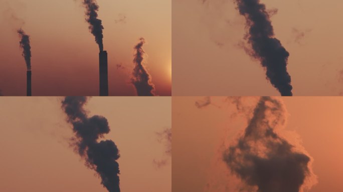火电厂烟囱剪影-大气污染