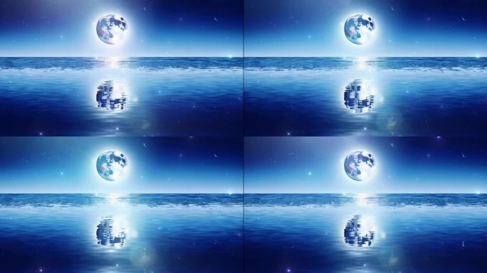 海上月亮繁星视频素材背景