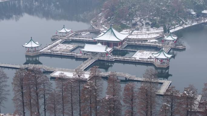 2024武汉东湖下雪景