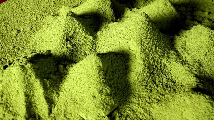 撒抹茶粉 绿色粉末粒子视频素材 菠菜粉末