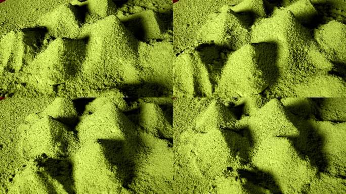 撒抹茶粉 绿色粉末粒子视频素材 菠菜粉末