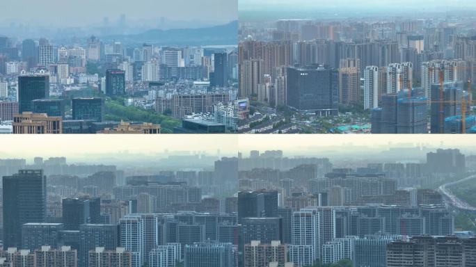 杭州市拱墅区市区高楼大厦车流航拍城市风景