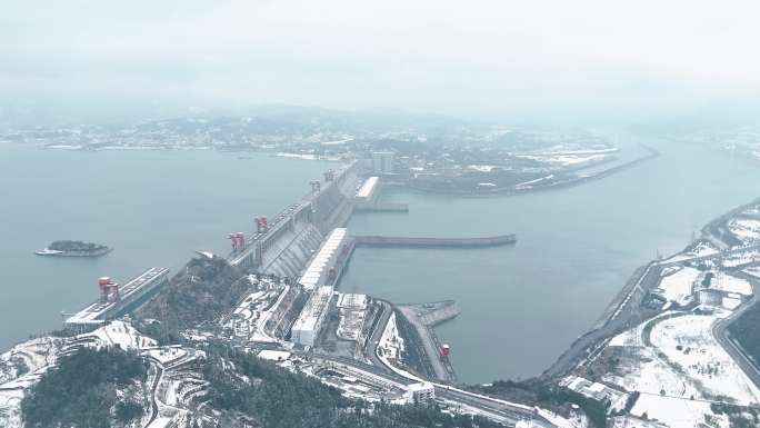 三峡大坝雪景