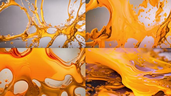 黄色颜料喷溅艺术效果 油 慢动作 流动