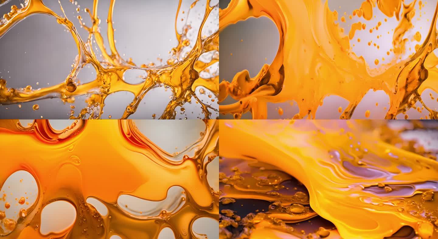 黄色颜料喷溅艺术效果 油 慢动作 流动