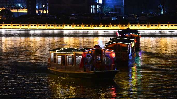 古城游船夜景开封水系清园七盛角码头夜景