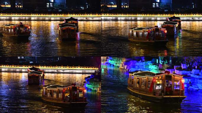 古城游船夜景开封水系清园七盛角码头夜景