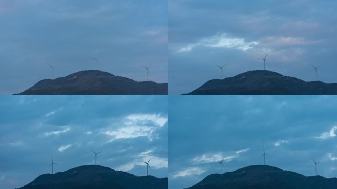 风车风力发电机高山大山天空白云延时摄影
