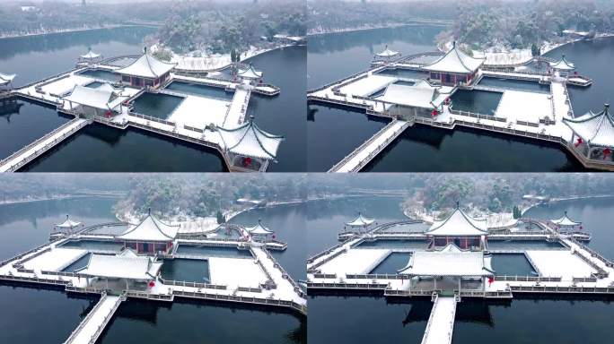 武汉东湖冬天唯美风景古建筑暴雪冬季