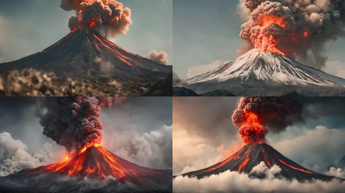 火山爆发  岩浆喷发 自然灾害 火山口