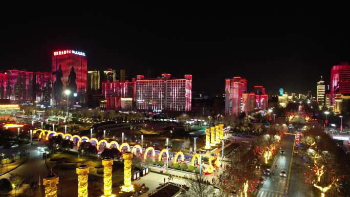 山西运城南风广场春节灯会夜景