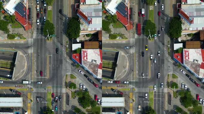 墨西哥哈利斯科州瓜达拉哈拉充满活力的城市十字路口:2023年无人机航拍