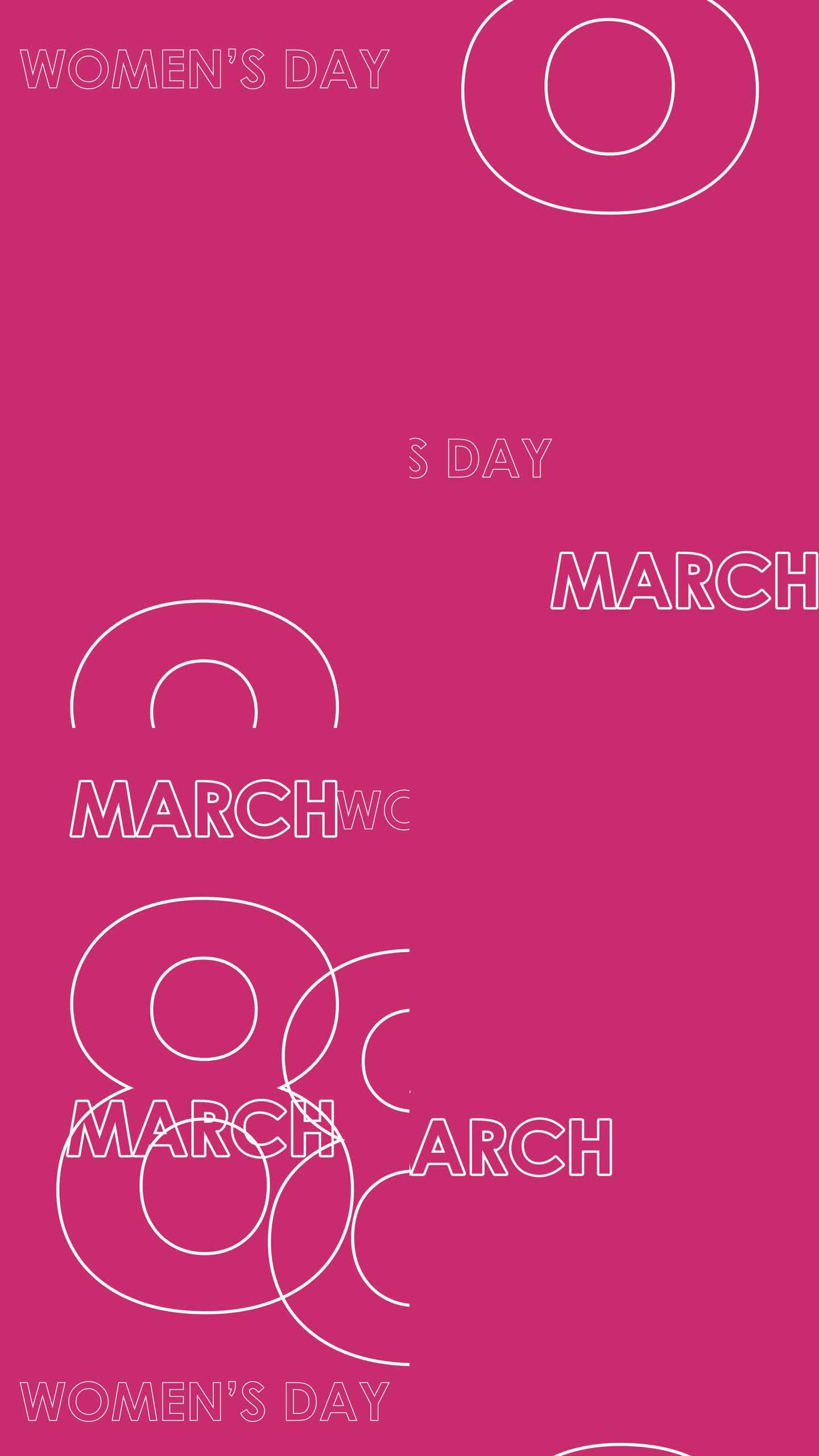 3月8日妇女节。动画插图，垂直视频